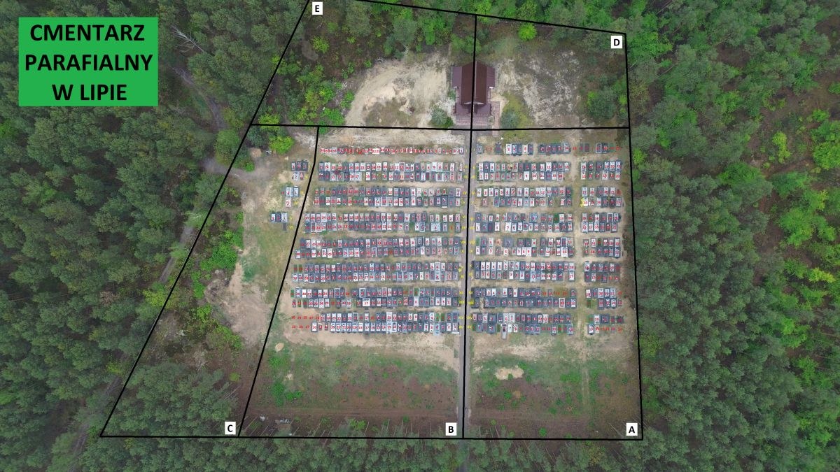 Mapa cmentarza parafialnego w Lipie